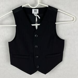 Janie and Jack Vest Special Occasion Button Up Black Baby 18-24M Wool Formal